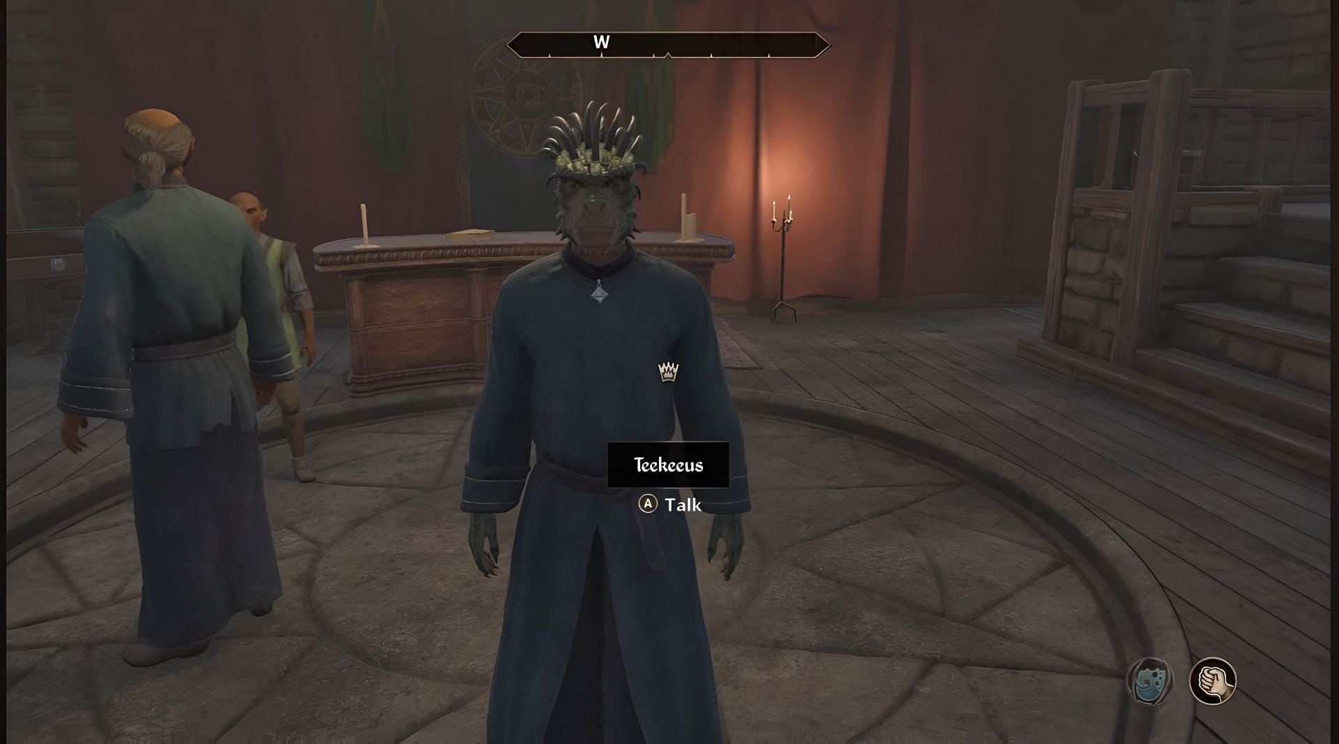 You can find Teekeeus in the headquarters of the city (Image via Bethesda Game Studio, Virtuos || YouTube/@Sigark)